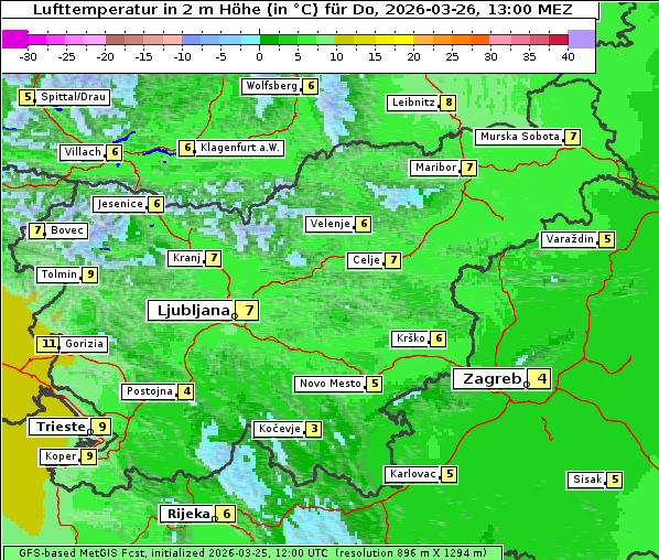 Temperatur, 26. 3. 2026