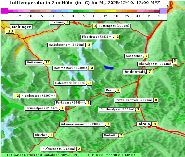 Temperatur, 10. 12. 2025