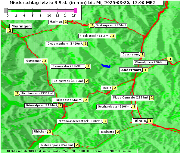 Niederschlag, 20. 8. 2025