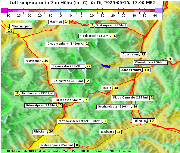 Temperatur, 16. 9. 2025