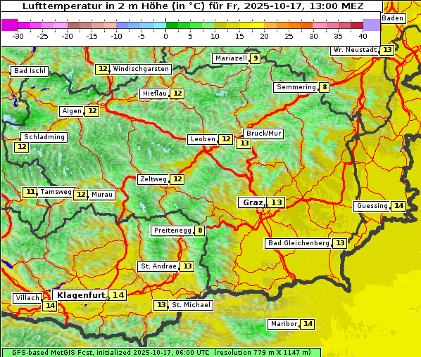 Temperatur, 17. 10. 2025