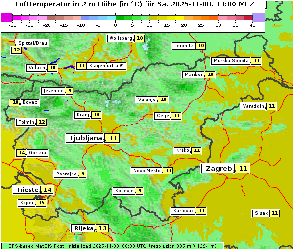 Temperatur, 8. 11. 2025