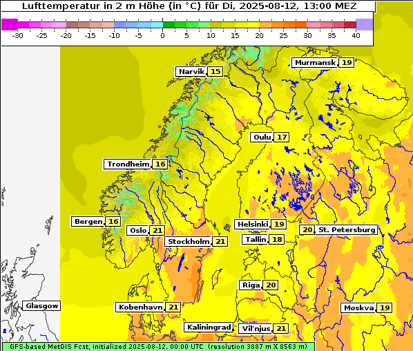 Temperatur, 12. 8. 2025