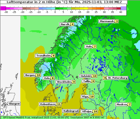 Temperatur, 3. 11. 2025