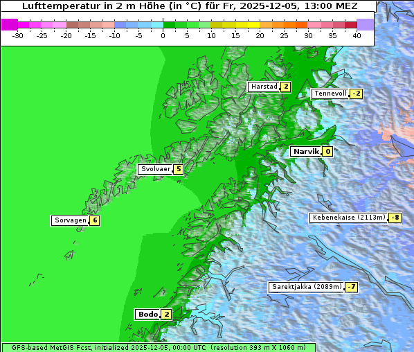 Temperatur, 5. 12. 2025