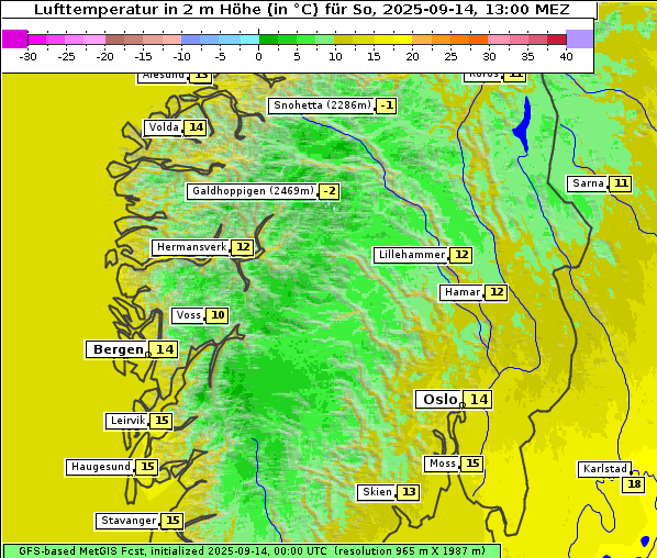 Temperatur, 14. 9. 2025