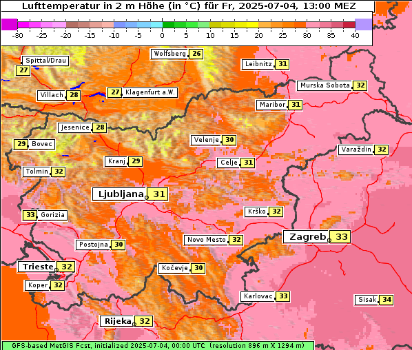 Temperatur, 4. 7. 2025
