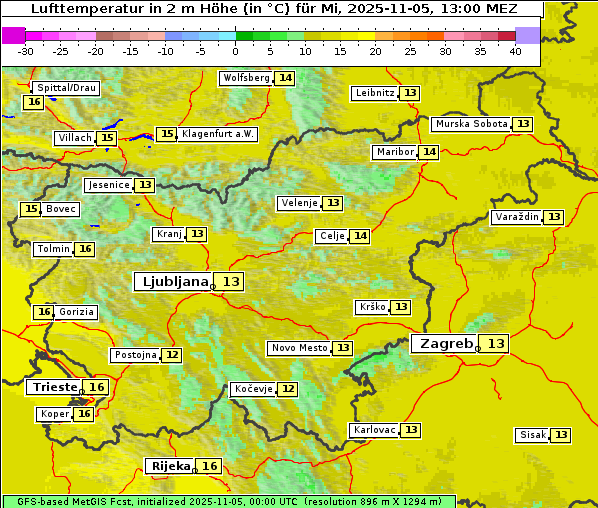 Temperatur, 5. 11. 2025