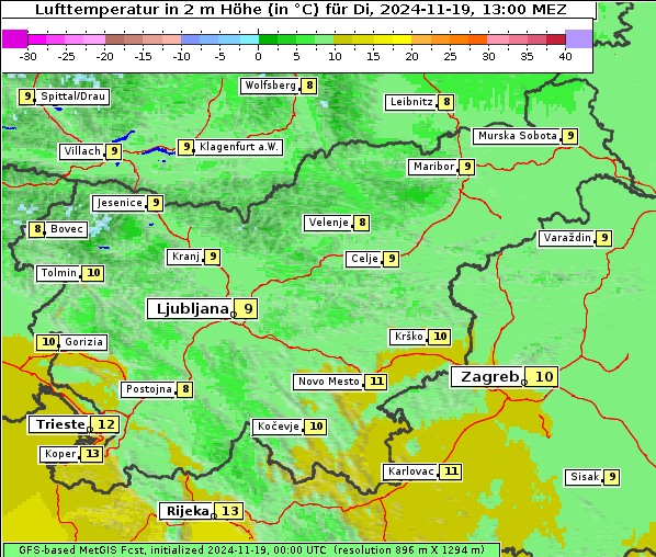 Temperatur, 19. 11. 2024