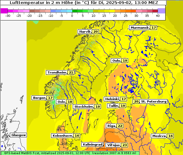 Temperatur, 2. 9. 2025