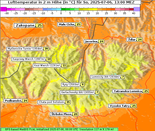 Temperatur, 6. 7. 2025