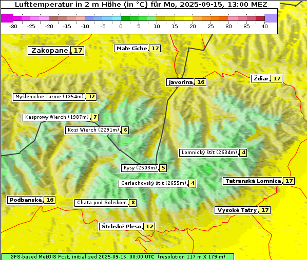 Temperatur, 15. 9. 2025