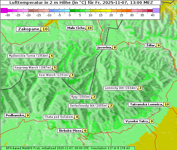 Temperatur, 7. 11. 2025