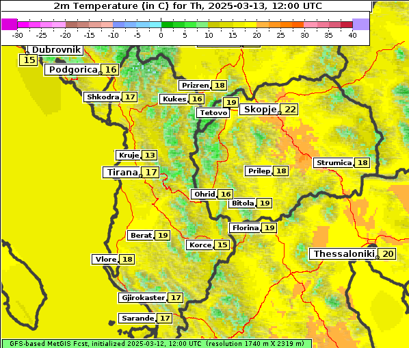 Temperatur, 13. 3. 2025