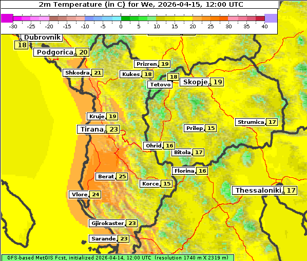 Temperatur, 15. 4. 2026
