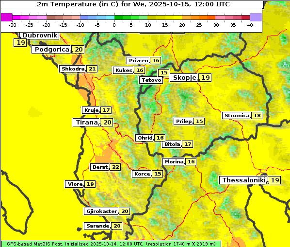 Temperatur, 15. 10. 2025