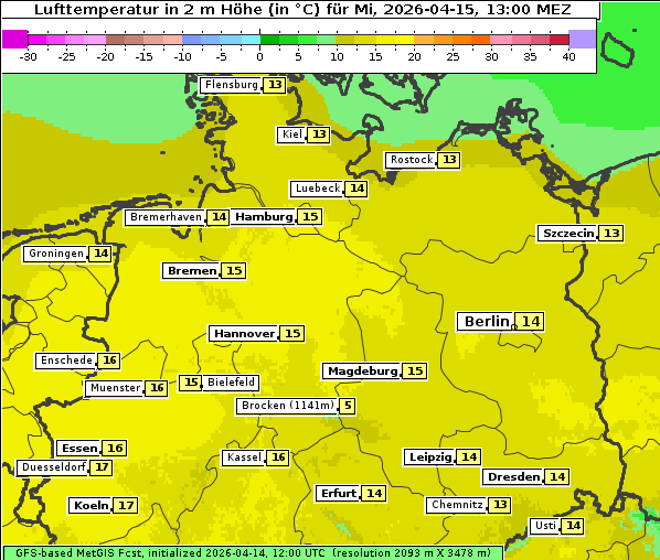 Temperatur, 15. 4. 2026