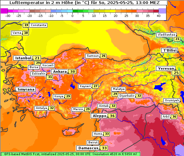 Temperatur, 25. 5. 2025