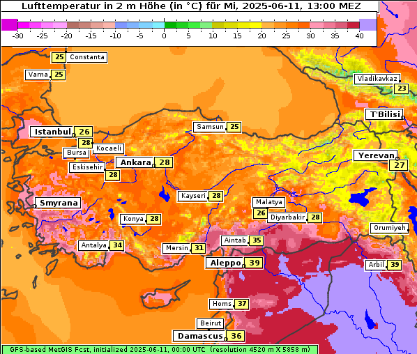 Temperatur, 11. 6. 2025