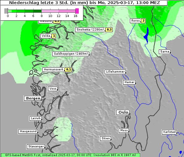Niederschlag, 17. 3. 2025