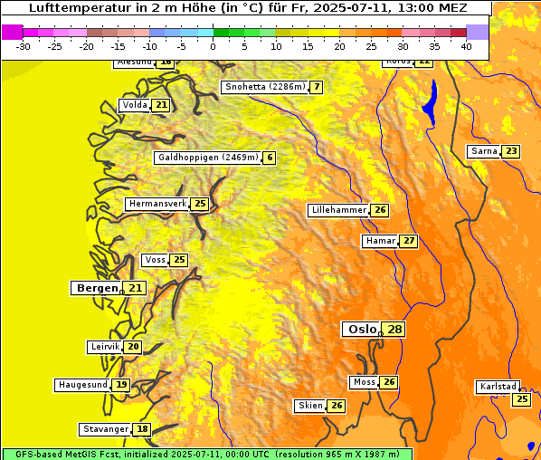 Temperatur, 11. 7. 2025