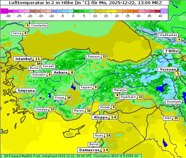 Temperatur, 22. 12. 2025