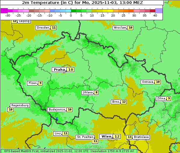 Temperatur, 3. 11. 2025