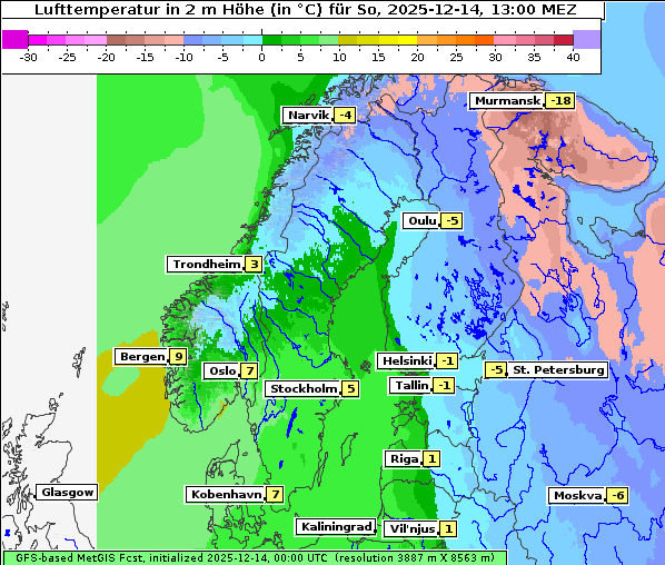 Temperatur, 14. 12. 2025