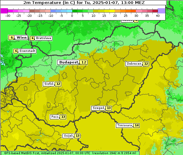 Temperatur, 7. 1. 2025