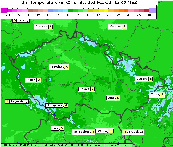 Temperatur, 21. 12. 2024