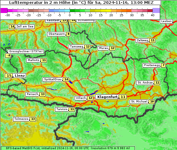 Temperatur, 16. 11. 2024