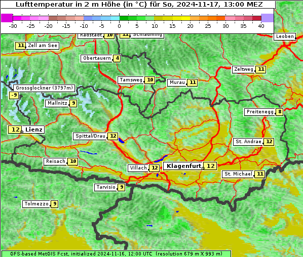 Temperatur, 17. 11. 2024