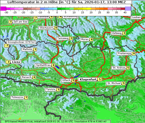 Temperatur, 17. 1. 2026