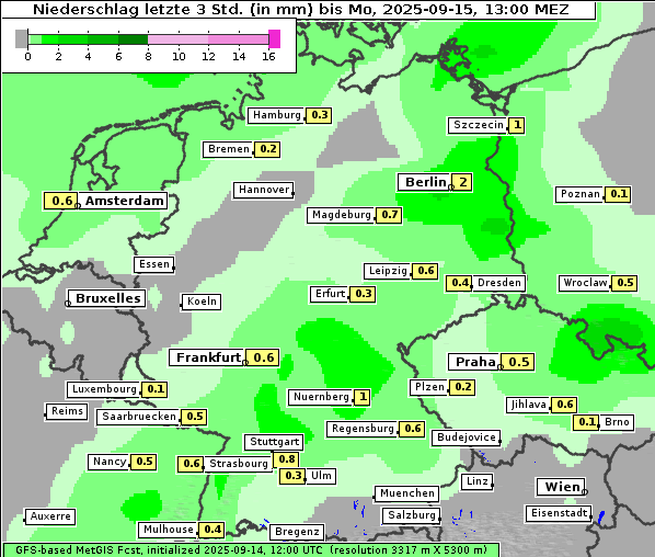Niederschlag, 15. 9. 2025