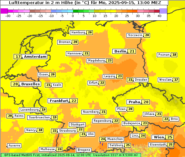 Temperatur, 15. 9. 2025