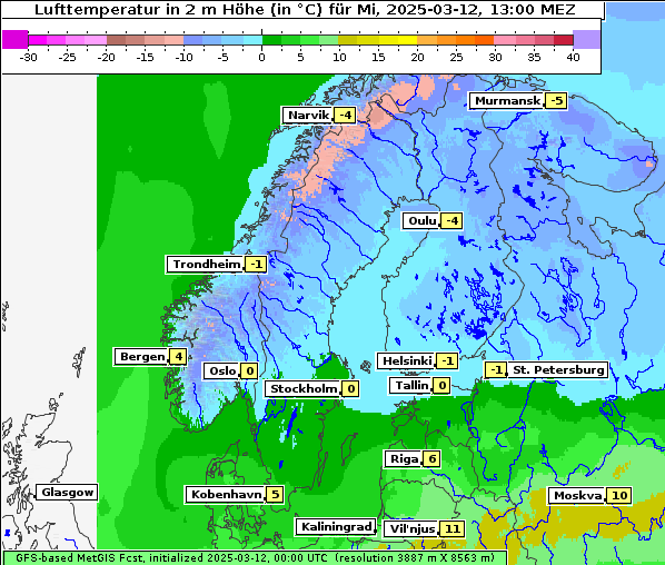 Temperatur, 12. 3. 2025