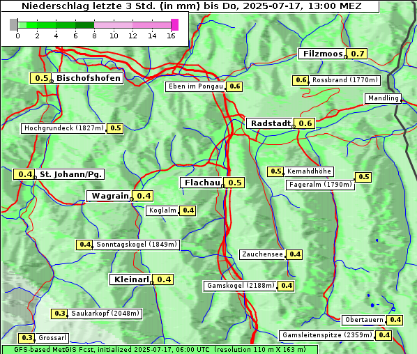 Niederschlag, 17. 7. 2025
