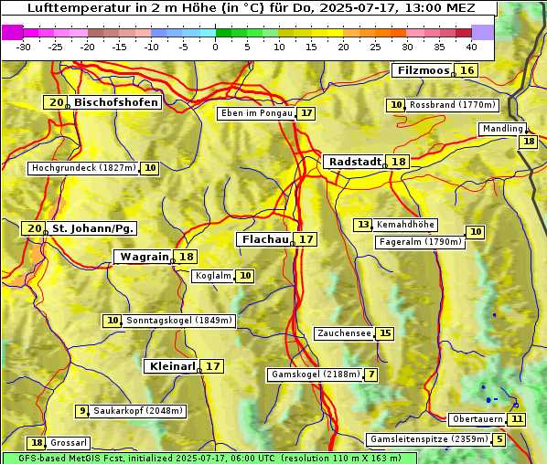 Temperatur, 17. 7. 2025