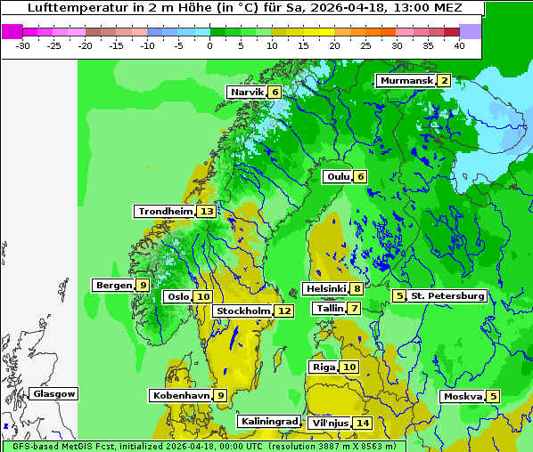 Temperatur, 18. 4. 2026