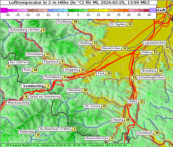 Temperatur, 25. 2. 2026