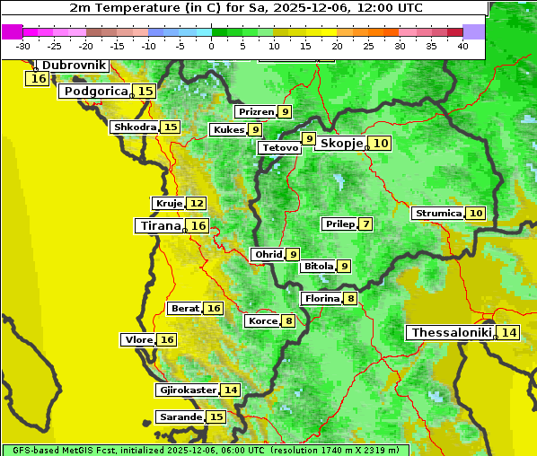 Temperatur, 6. 12. 2025