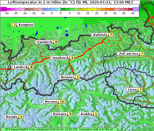 Temperatur, 21. 1. 2026