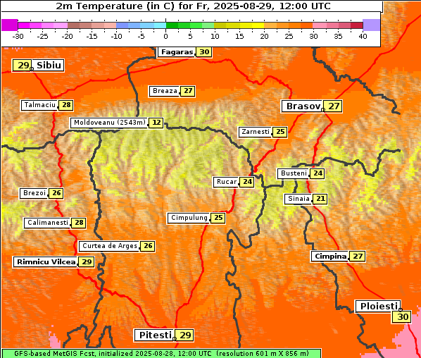 Temperatur, 29. 8. 2025