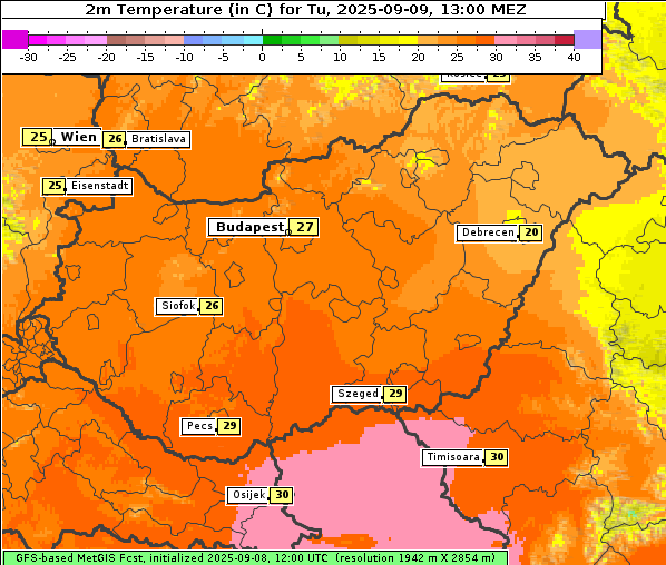 Temperatur, 9. 9. 2025