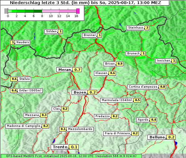 Niederschlag, 17. 8. 2025