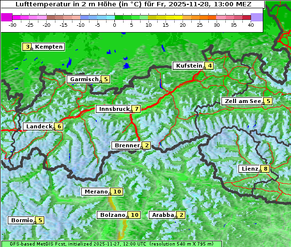 Temperatur, 28. 11. 2025
