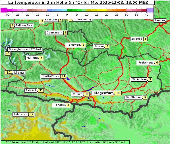 Temperatur, 8. 12. 2025