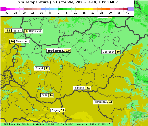 Temperatur, 10. 12. 2025
