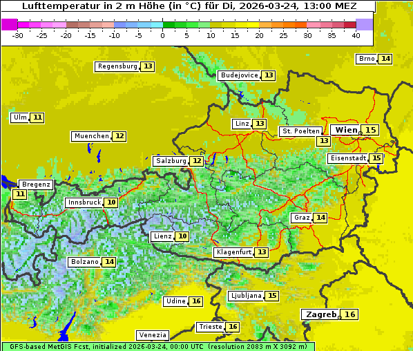 Temperatur, 24. 3. 2026