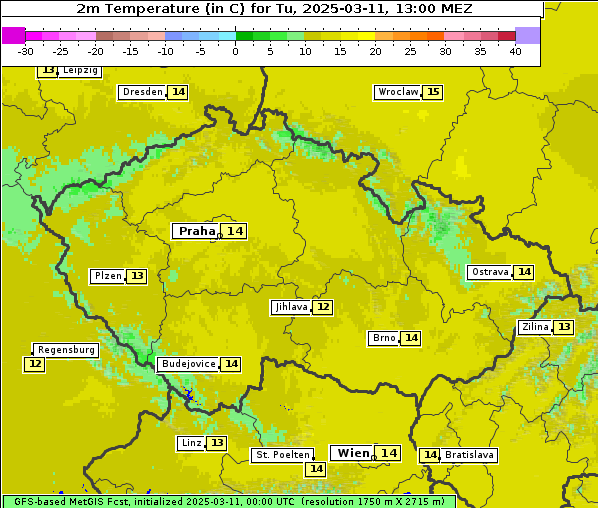 Temperatur, 11. 3. 2025